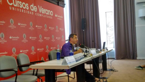 Juan Carlos Monedero, durante su charla. A.I.