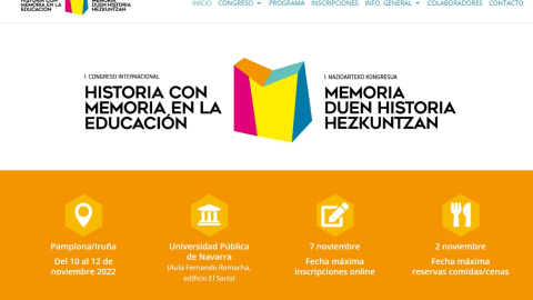 Página web del I Congreso internacional Historia con Memoria en la Educación.