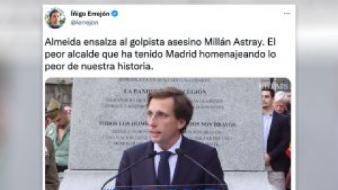 Los tuiteros alucinan con la reivindicación de Almeida del general golpista Millán-Astray: "Le ha faltado gritar un '¡muera la inteligencia!'"