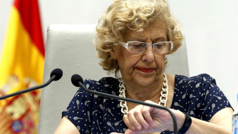 La alcaldesa de Madrid, Manuela Carmena, durante el pleno del Ayuntamiento del pasado 29 de junio de 2016. / EFE