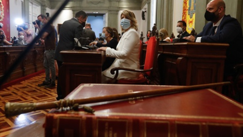 La alcaldesa, Noelia Arroyo, durante la toma de su posesión como alcaldesa de Cartagena, a 12 de junio de 2021, en Cartagena, Murcia.