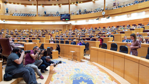 Pleno del senado durante la intervención de la ministra de Igualdad, Irene Montero, en una sesión de control al Gobierno en el Senado, a 28 de marzo de 2023, en Madrid (España).