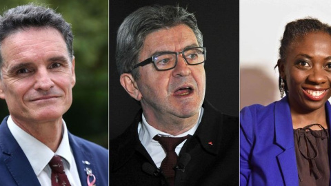 Jean Christophe-Lagarde, Jean luc Mélenchon i Danièle Obono, membres de l'Assemblea Nacional francesa