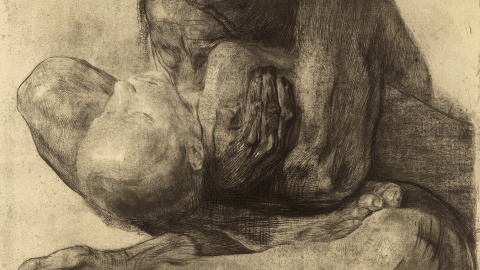 'Mujer con nino muerto', de 1903, aguafuerte de Kathe Kollwitz