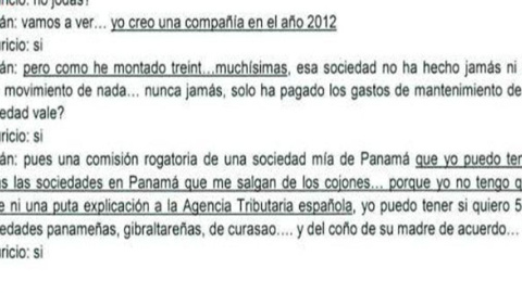 Extracto de la conversación entre Casals y De la Joya en la que este último habla de sus empresas.