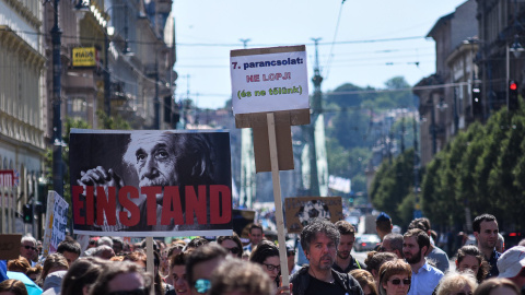 Protestas contra el presidente húngaro, iktor Orban. GABRIELLA CSOSZO