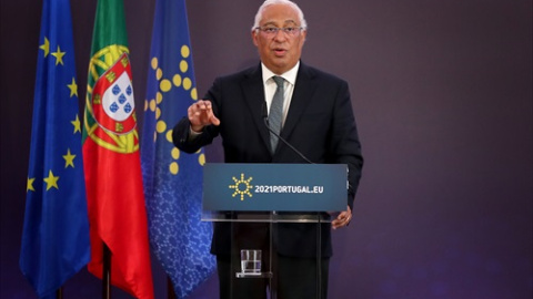 El primer ministro de Portugal, Antònio Costa, en rueda de prensa el pasado febrero de 2021.