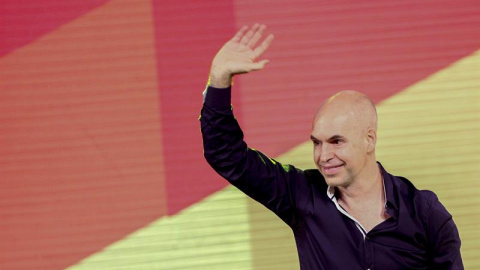 Horacio Rodríguez Larreta, candidato al gobierno porteño por la conservadora Propuesta Republicana (Pro) celebra su victoria.- DAVID FERNÁNDEZ (EFE)