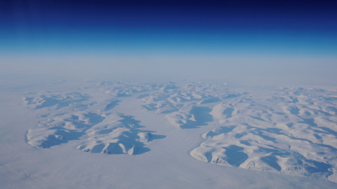 Imagen de un glacial tomada durante un vuelo de la NASA el 13 de marzo de 2018.