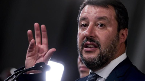 28/08/2019.- El ex viceprimer ministro y exministro de Interior italiano Matteo Salvini durante un discurso. EFE/Alessandro Di Meo