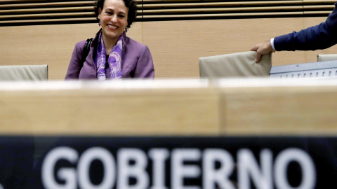 La ministra de Trabajo, Magdalena Valerio, en una comparecencia en la Comisión de Trabajo del Congreso. EFE/ Juan Carlos Hidalgo