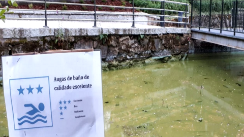 23/11/23 Embalse de As Conchas, en la comarca de A Limia (Ourense), contaminado por los vertidos de las macrogranjas industriales.