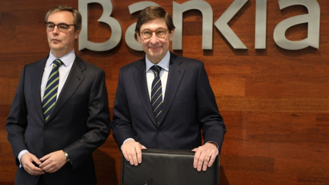 José Ignacio Goirigolzarri y José Sevilla presentan el Plan Estratégico 2018-2020 de Bankia. E.P.