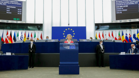 La presidenta de la Comisión Europea, Ursula von der Leyen, este miércoles en Estrasburgo.