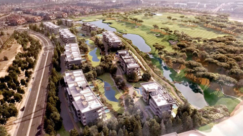 Vista aérea de la urbanización de lujo La Finca, en la localidad madrileña de Pozuelo de Alarcón.