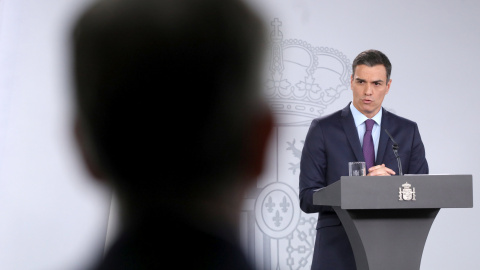 El presidente del Gobierno, Pedro Sánchez, durante su comparecencia antes los medios en el Palacio de La Moncloa tras el último Consejo de Ministros de 2018. REUTERS/Susana Vera