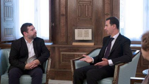 El eurodiputado Javier Couso, en su reunión con el dictador Sirio Bashar Al Asad.