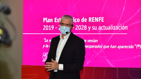 El presidente de Renfe, Isaías Táboas, durante la presentación de la revisión del Plan Estratégico de la compañía ferroviaria.