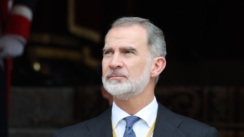 El Rey Felipe VI a la salida de la Sesión de Apertura de las Cortes Generales de la XV Legislatura, a 29 de noviembre de 2023, en Madrid