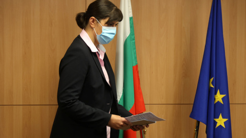 11/05/2021. Imagen de Laura Codruta Kövesi, jefa fiscal de la UE, en una conferencia de prensa, este viernes en Sofía (Bulgaria). - REUTERS