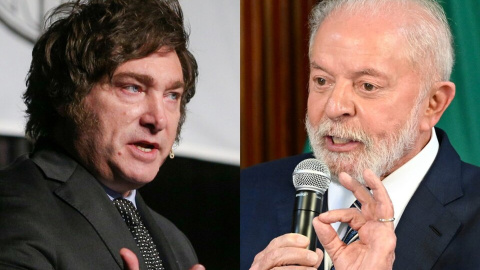 El presidente argentino, Javier Milei (izq.) y su homólogo brasileño, Lula da Silva.