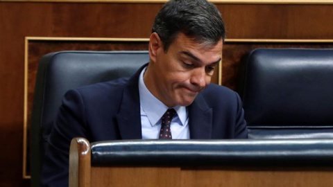 Pedro Sánchez, en el Congreso este miércoles. EFE/ Emilio Naranjo