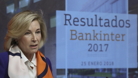 La consejera delegada de Bankinter, María Dolores Dancausa, en la presentación de los resultados del banco en 2017. EFE