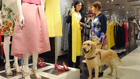 Mujer ciega con perro guía. FUNDACIÓN ONCE