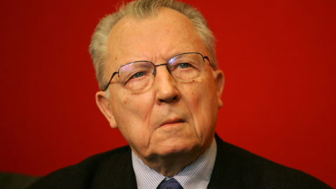 Jacques Delors durante una rueda de prensa en París, a 19 de abril de 2005.