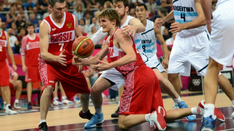 El jugador ruso Andrei Kirilenko durante el partido por la medalla de bronce entre Rusia y Argentina de los Juegos de Londres 2012. - AFP