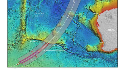 Imagen cedida por el Buró de Seguridad Australiana de Transporte del área de búsqueda del vuelo MH370 de Malaysua Airlines que desapareció entre Kuala Lumpur y Pekín en marzo de 2014 con 239 personas a bordo./ EFE