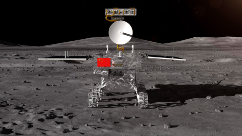 Impresión artística facilitada por el Centro de Ingeniería Espacial y Exploración Lunar China (CNSA) del vehículo lunar de la sonda lunar Chang'e-4. EFE/ CNSA