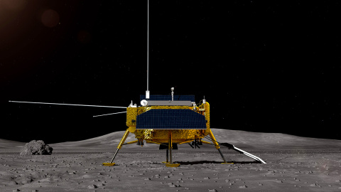 Impresión artística facilitada por el CNSA del módulo de aterrizaje lunar de la sonda lunar Chang'e-4. EFE/CNSA