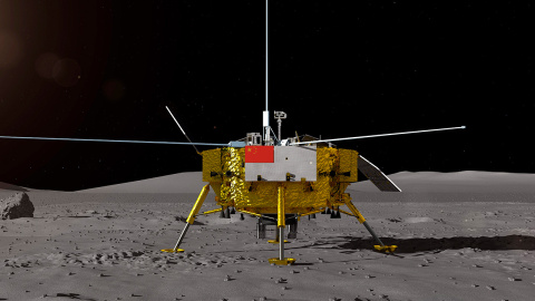 Impresión artística facilitada por el CNSA del módulo de aterrizaje lunar de la sonda lunar Chang'e-4. EFE/CNSA