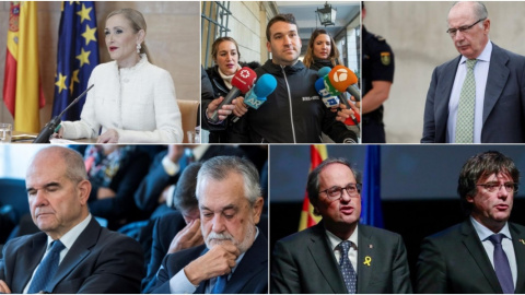 Cristina Cifuentes, un miembro de La Manada, Rodrigo Rato, Chavez y Griñán y Torra y Puigdemont. Agencias