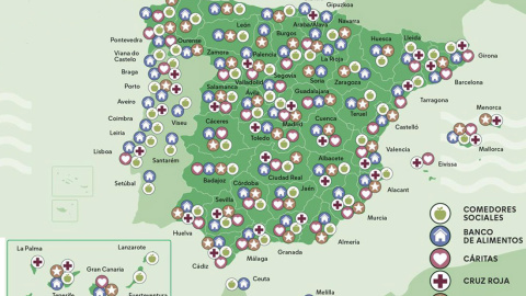 Mapa de entidades con las que colabora Mercadona.