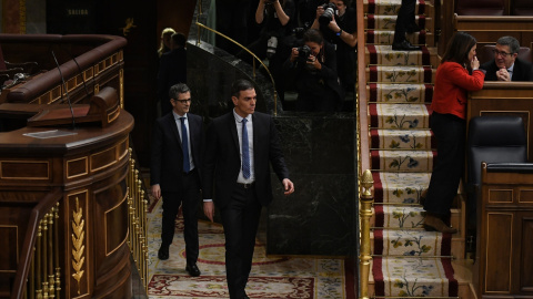 El presidente del Gobierno, Pedro Sánchez, a su llegada a una sesión plenaria, en el Congreso de los Diputados, a 30 de enero de 2024, en Madrid