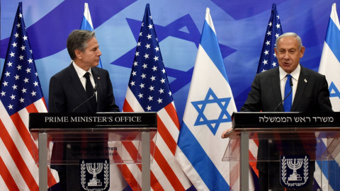 El secretario de Estado de EEUU, Anthony Blinken, durante una rueda de prensa con el primer ministro israelí, Benjamin Netanyahu, en Jerusalén, a 30 de enero de 2023.