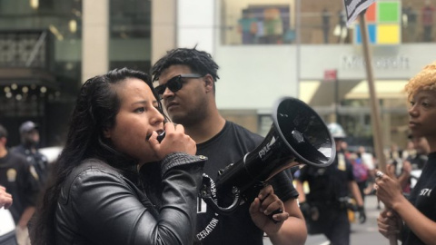 Brenda Valladares, portavoz del Movimiento Cosecha, organizador de la protesta. Twitter.