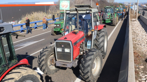 13/02/2024 - Diversos tractors tallen l'A-27 al Port de Tarragona.