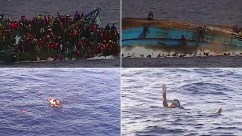 Imágenes del naufragio del 11 de octubre de 2013 cerca de Lampedusa, en el que murieron 268 personas, entre ellas 60 niños.- CAPTURAS VÍDEO DE 'L'EXPRESO'