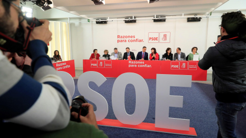 Reunión de la Ejecutiva Federal del PSOE celebrada en Ferraz, encabezada por el secretario general del partido y presidente del Gobierno, Pedro Sánchez. EFE/Fernando Alvarado