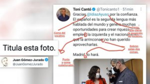 Pitorreo con Toni Cantó tras estrenarse como director de la "Oficina del español" con un tuit con errores de puntuación