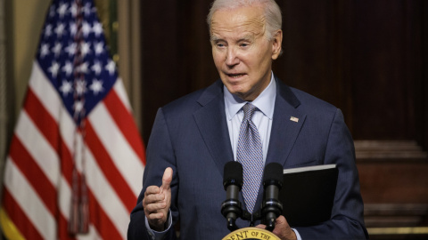 El presidente de EEUU, Joe Biden, durante un discurso en apoyo de Israel tras el ataque de Hamás.