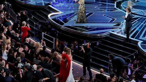 La actriz Frances McDormand durante su discurso al recoger el Oscar. /REUTERS