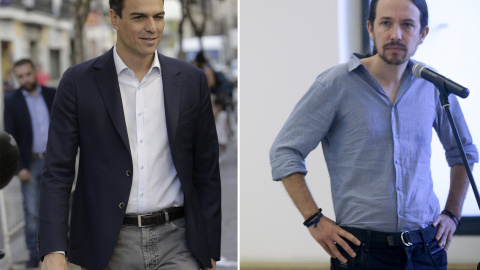 Los secretarios generales de PSOE, Pedro Sánchez, y de Podemos, Pablo Iglesias. EFE/REUTERS