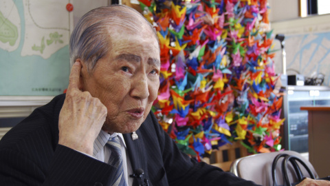 Sunao Tsuboi, de 90 años, presidente de la Asociación de supervivientes de la Bomba Atómica de Hiroshima, conocidos como 'hibakusha'. EFE/Ramón Abarca