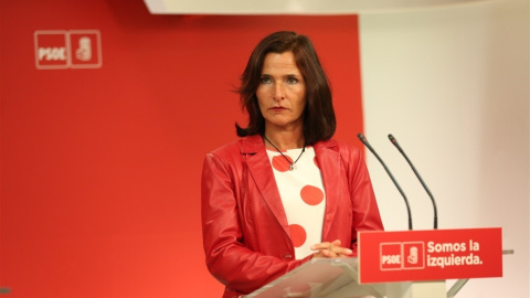 Luz Martínez Seijo en la sede del PSOE. EUROPA PRESS