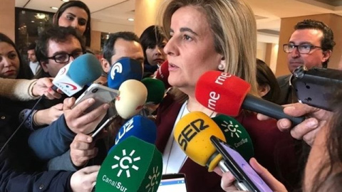 Fátima Bañez ante los medios. EUROPA PRESS