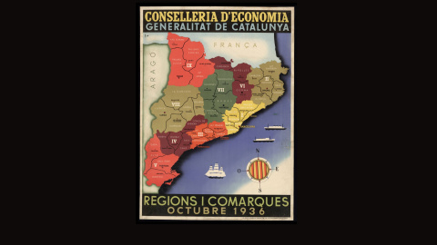 El mapa comarcal de Catalunya del 1936.